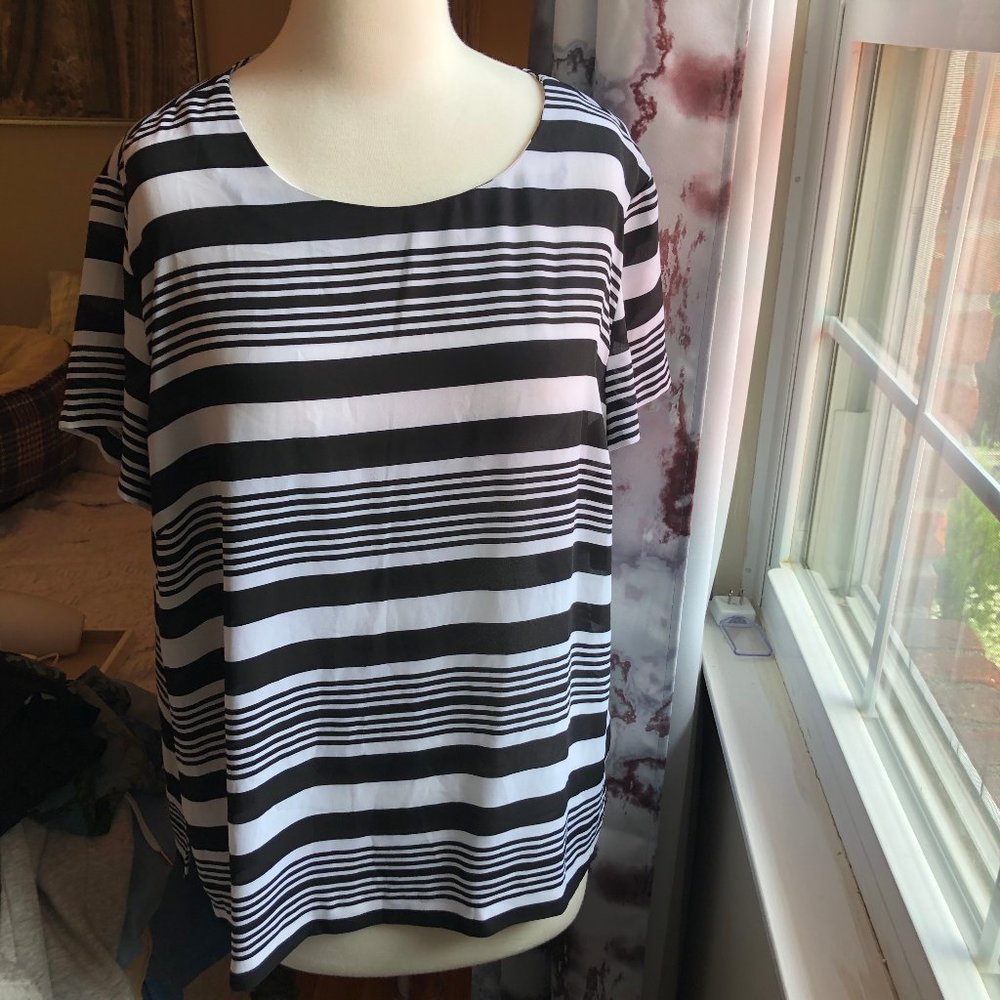 Chico's Black & White Stripe Blouse - Size 3
